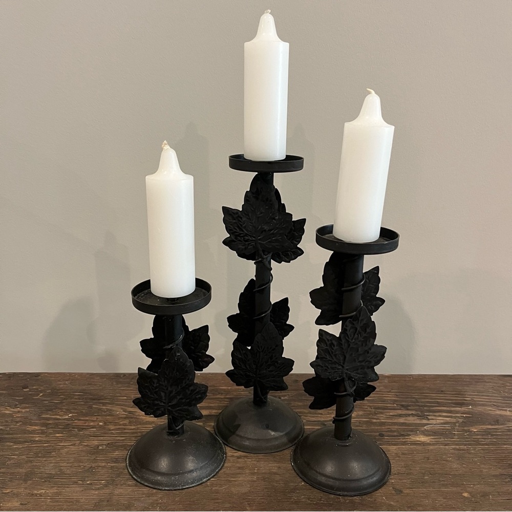 Vintage Maple Leaf Candlestick Holders